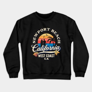 Newport Beach California Surf Summer Vacation Crewneck Sweatshirt